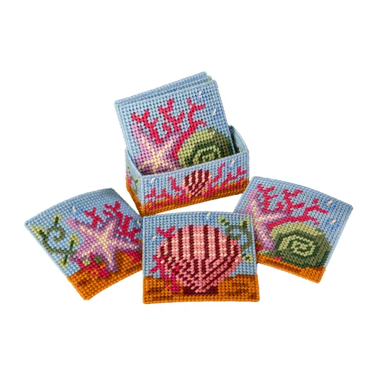 Herrschners Shell Collection Coasters with Holder Plastic Canvas Kit