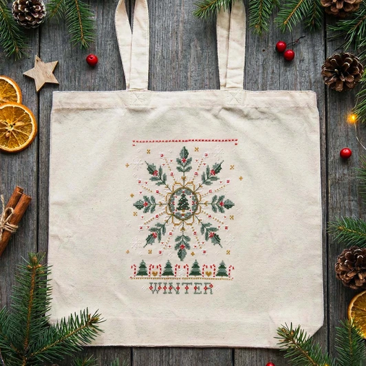 Abris Art Winter is Calling Tote Bag Counted Cross-Stitch Kit