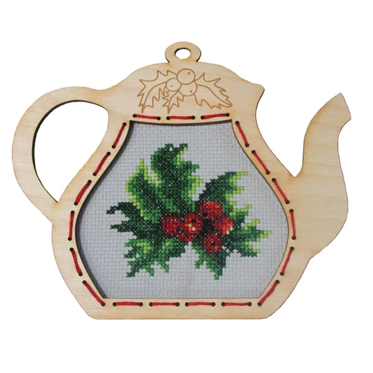 Orchidea Teapot Holly Counted Cross-Stitch Kit
