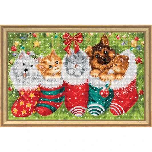 Letistitch Dogs and Cats in Stockings Counted Cross-Stitch Kit
