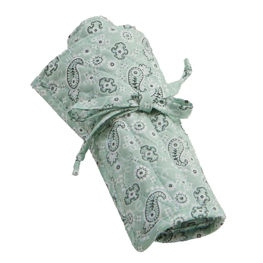 Herrschners Quillted Roll-Up Case - Petite Paisley Mint