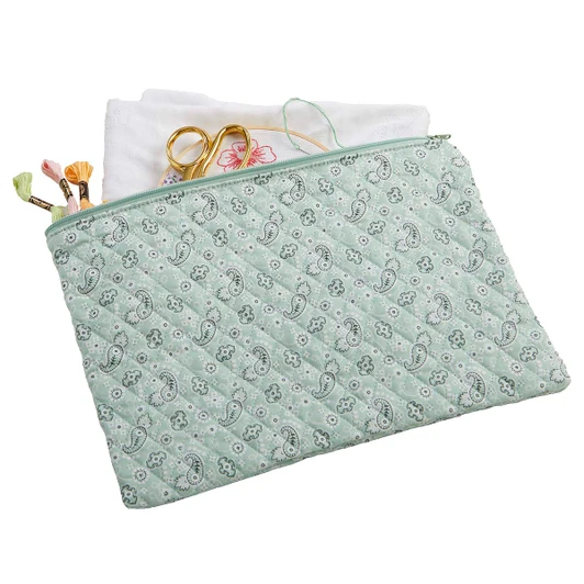 Herrschners Quilted Catch-All-Petite Paisley Mint