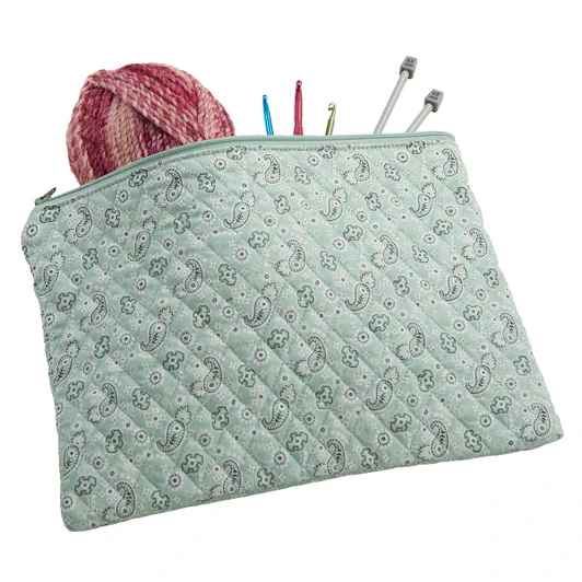 Herrschners Quilted Catch-All-Petite Paisley Mint