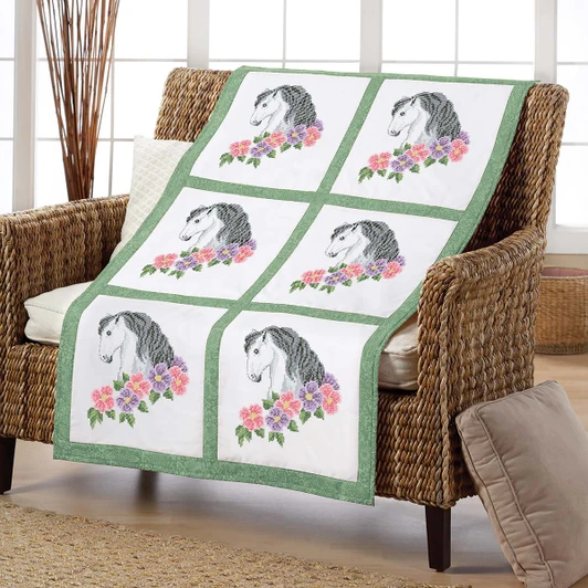 Herrschners In the Meadow Quilt Blocks Stamped Cross-Stitch