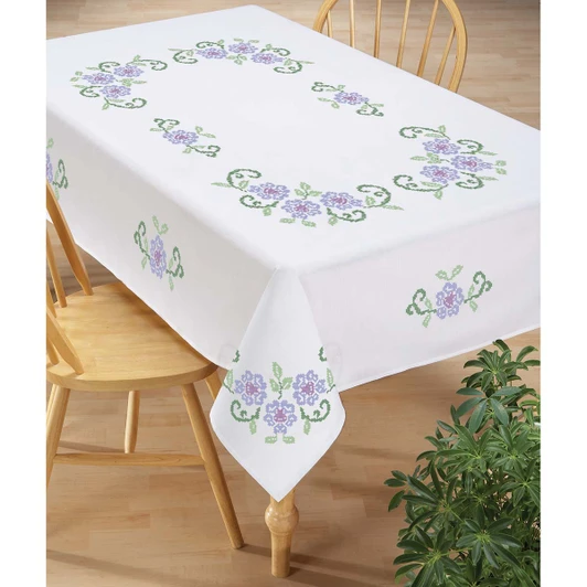Herrschners Botanical Beauties Tablecloth Stamped Cross-Stitch
