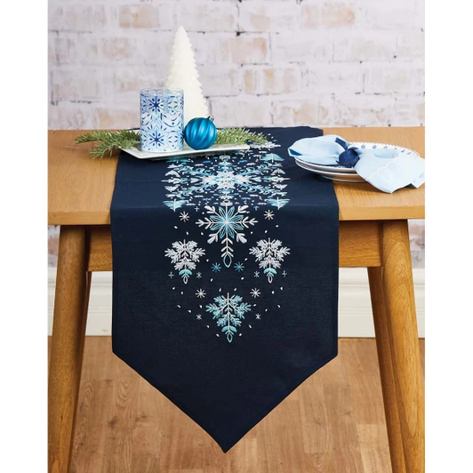 Herrschners Kaleidoscope Snowflakes Table Runner Stamped Embroidery Kit