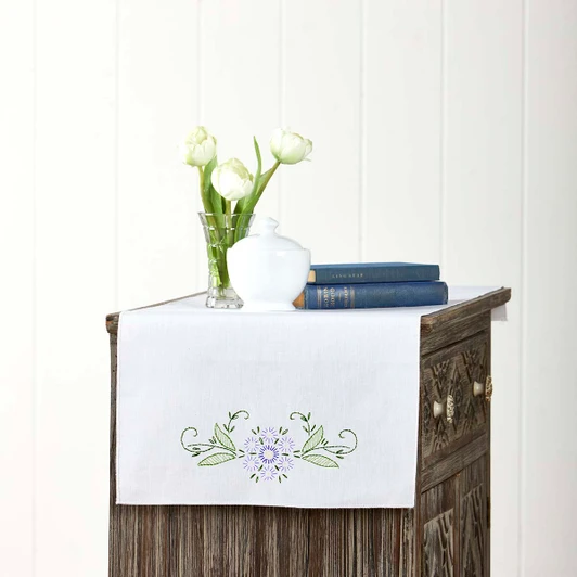 Herrschners Antoinette Dresser Scarf Stamped Embroidery
