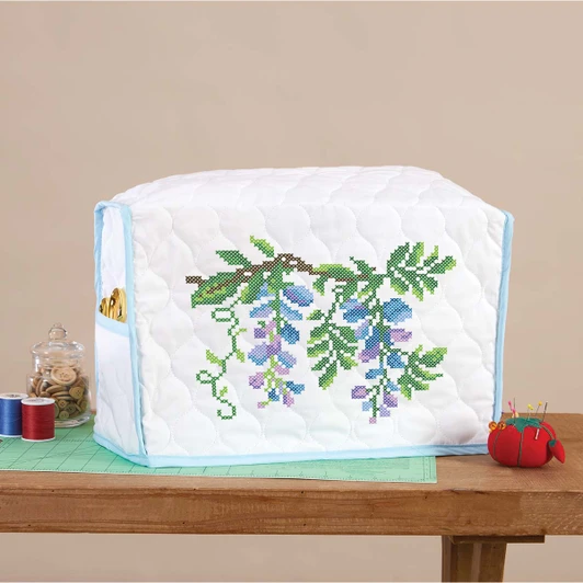 Herrschners Wisteria Sewing Machine Cover Stamped Cross-Stitch Kit
