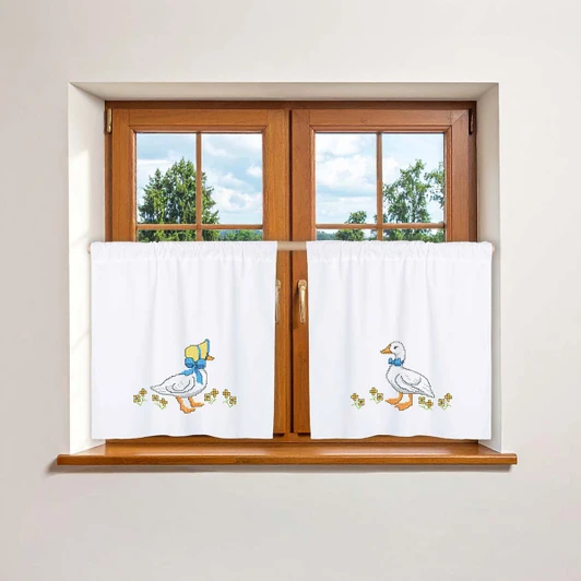 Herrschners Country Goose Curtains Stamped Cross-Stitch