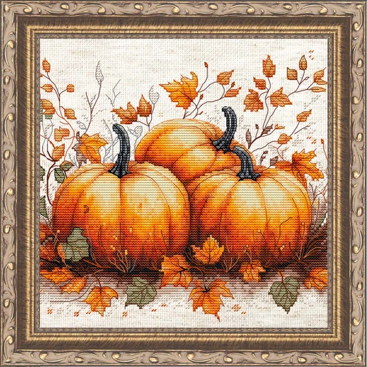 Luca-S Autumn Pumpkin Kit & Frame Counted Cross-Stitch Kit
