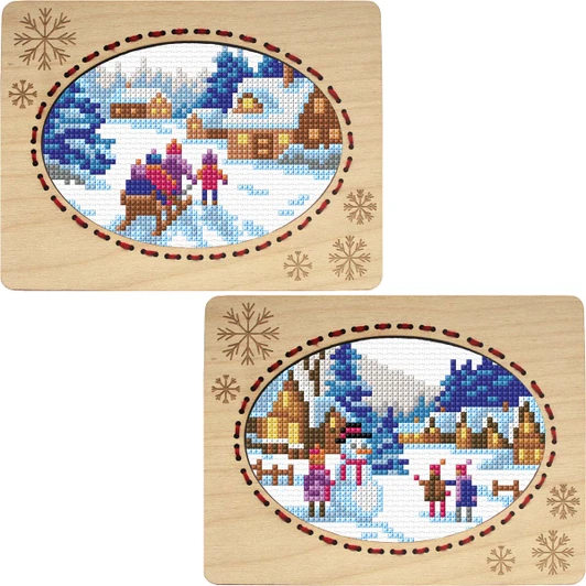 Orchidea Winter Time & Snowman Set of 2 Counted Cross-Stitch Kit