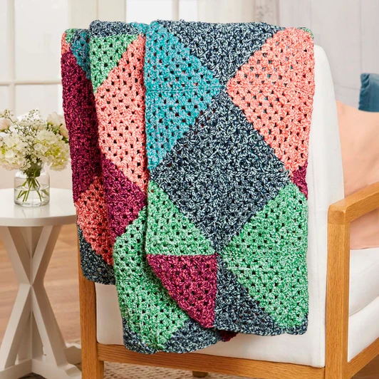 Herrschners Diamond Dash Throw Crochet Kit