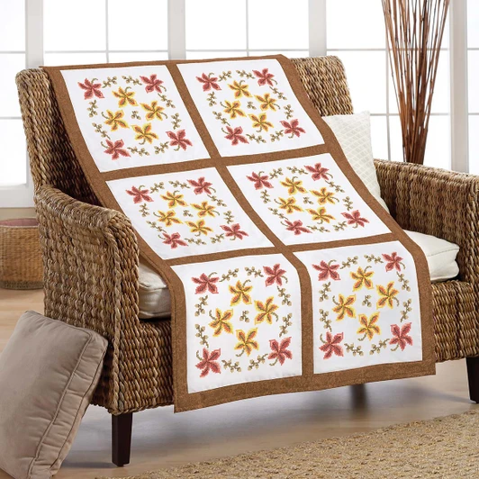 Herrschners Autumn Dance Quilt Blocks Stamped Cross-Stitch