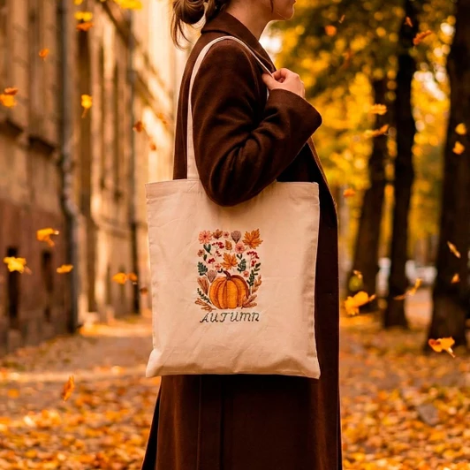 Abris Art Autumn's Here Tote Bag Counted Cross-Stitch Kit