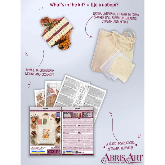 Abris Art Autumn's Here Tote Bag Counted Cross-Stitch Kit