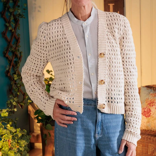 Red Heart Mesh-mellow Cardigan Crochet Kit