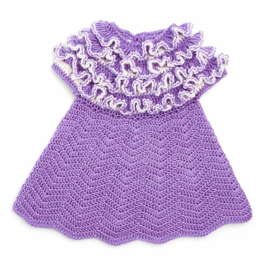 Bernat Ruffle Yoke Baby Dress Crochet Kit