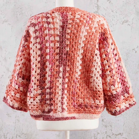 Herrschners Speckle & Stripes Granny Cardigan Crochet Kit