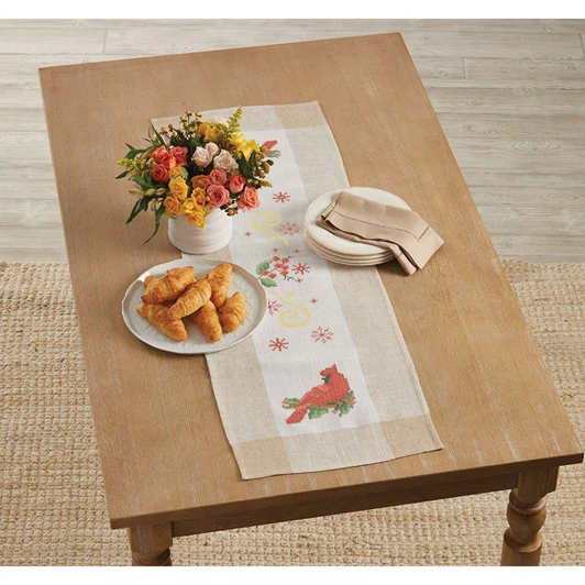 Herrschners Holiday Cardinal Table Runner Stamped Cross-Stitch Kit