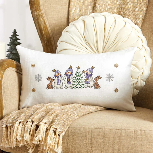 Herrschners Frosty Friends Pillow Cover Counted Cross-Stitch Kit