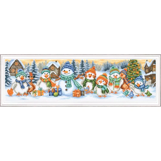 LanArte Snow Fun Kit & Frame Counted Cross-Stitch Kit