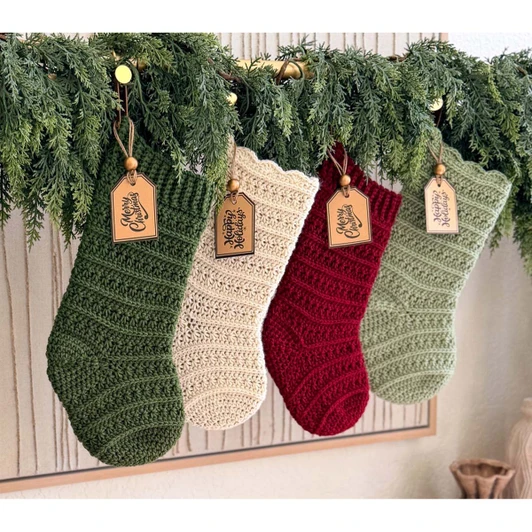 Herrschners Petal Loop Stitch Stockings-Buy All 4 Crochet Kit