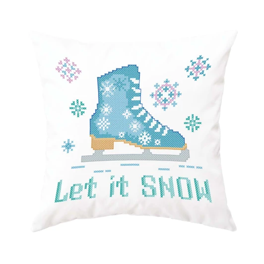Herrschners Let It Snow Pillow Cover Stamped Cross-Stitch Kit