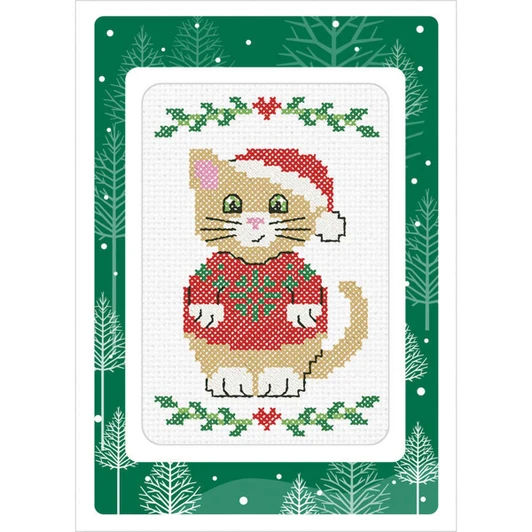 Herrschners Christmas Kittens Greeting Cards Counted Cross-Stitch Kit