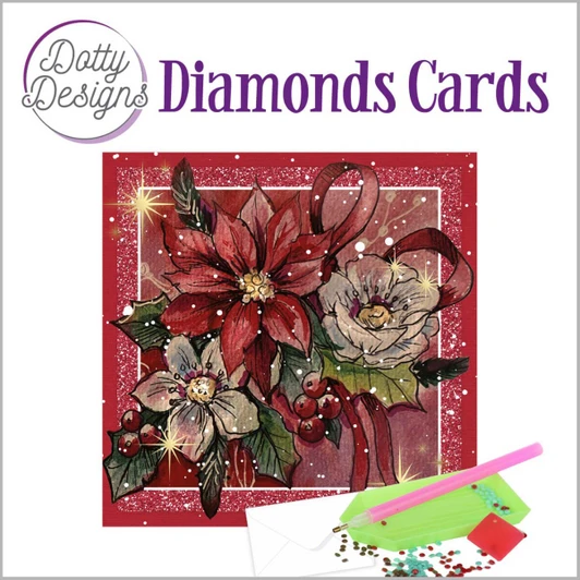 Dotty Designs Poinsettia Square Card Diamond Painting