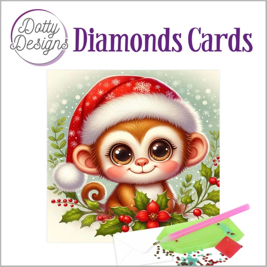 Dotty Designs Christmas Monkey Card Diamond Painting