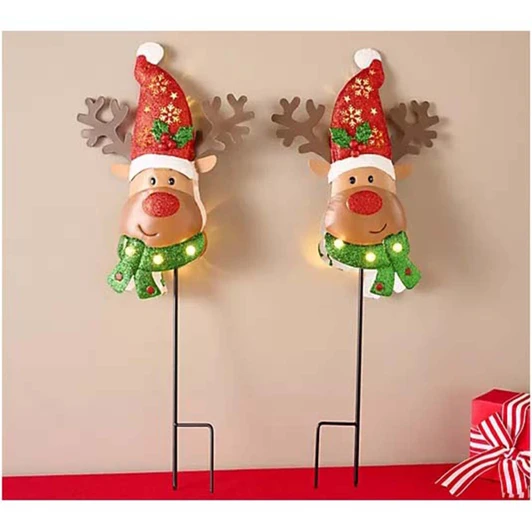 Illuminated Metal Reindeer Stakes