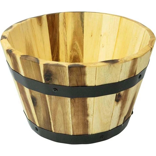 Round Wooden Farmhouse Planter