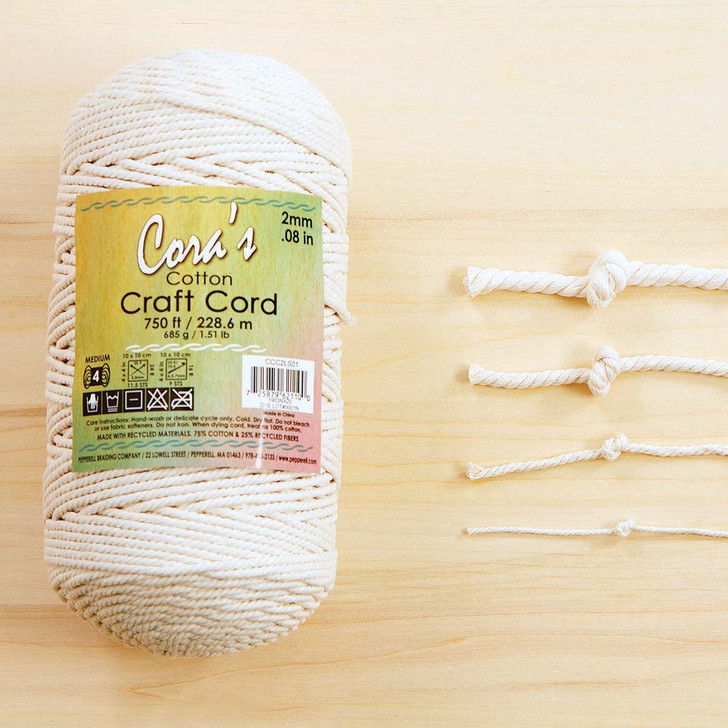 Pepperell Crafts Natural Cotton Craft Cord 2mm/750ft