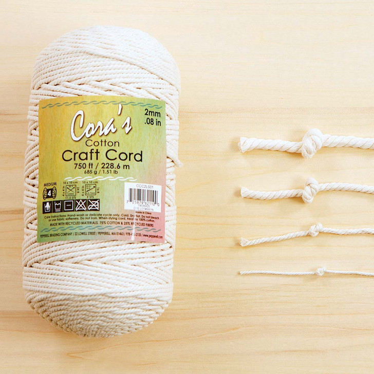 2mm Pure Cotton Macrame Rope - 200m Roll