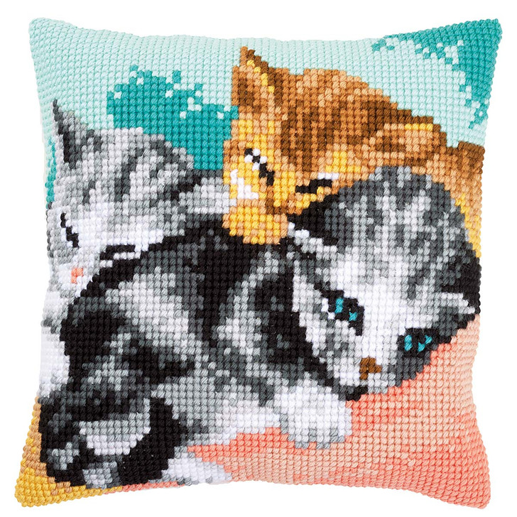 Vervaco Cute Kittens Pillow Cover Needlepoint Kit