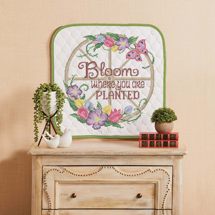 Herrschners Bloom Where You Are Planted Pre-Quilted Stamped Cross-Stitch Kit