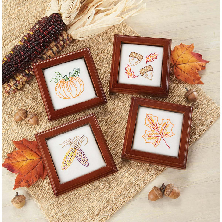 Herrschners Classic Fall Coasters Stamped Embroidery Kit