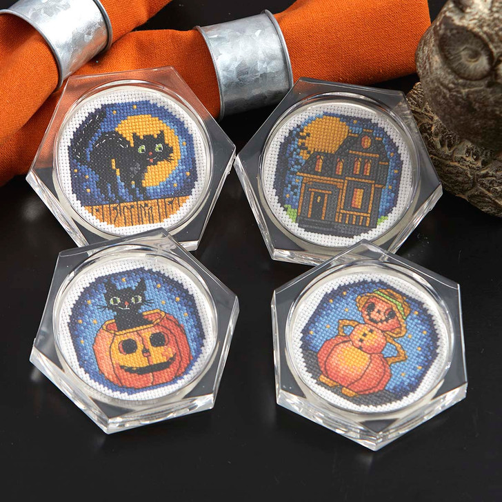 Herrschners Vintage Halloween Coasters Counted Cross-Stitch Kit