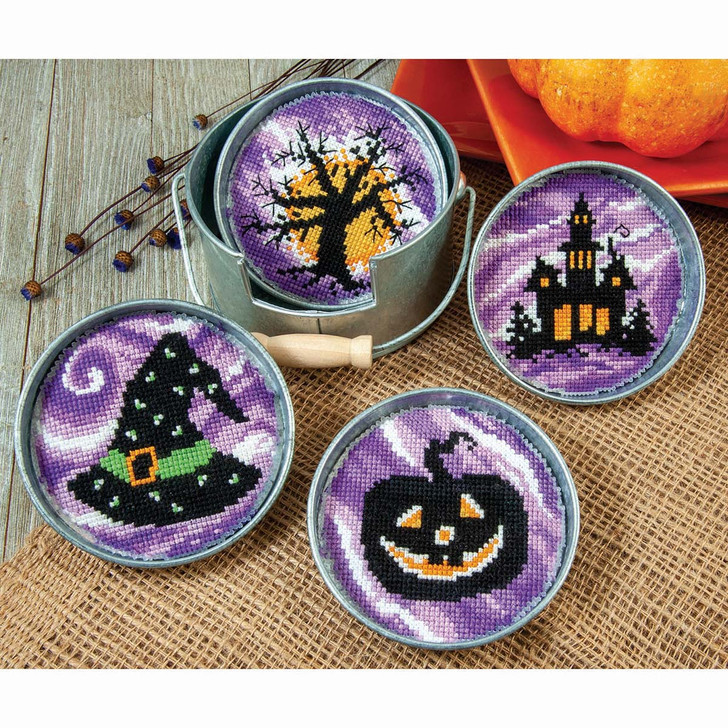 Herrschners Spellbound Tin Coasters Counted Cross-Stitch Kit