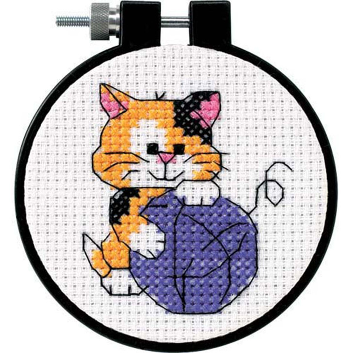 Dimensions Cute Kitty Hoop Counted Cross-Stitch Kit