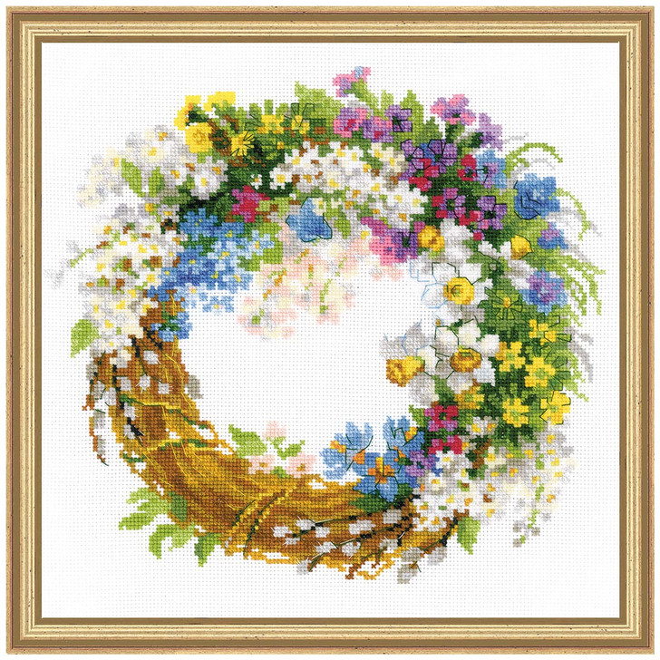 RIOLIS Wreath with Bird Cherry Counted Cross-Stitch Kit