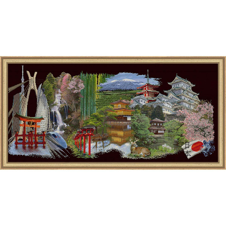 Thea Gouverneur Japan on Black Counted Cross-Stitch Kit