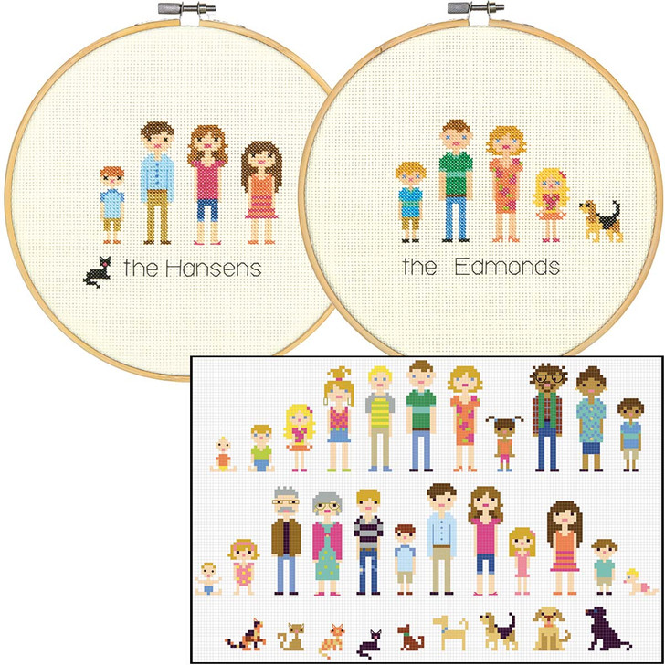 Dimensions All in the Family Hoop Counted Cross-Stitch Kit