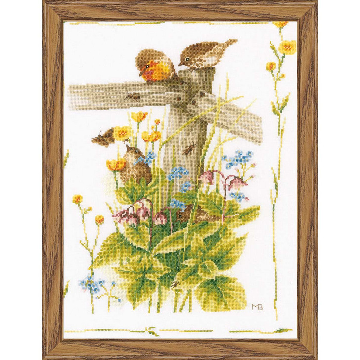 LanArte Cozy Garden Corner Kit & Frame Counted Cross-Stitch