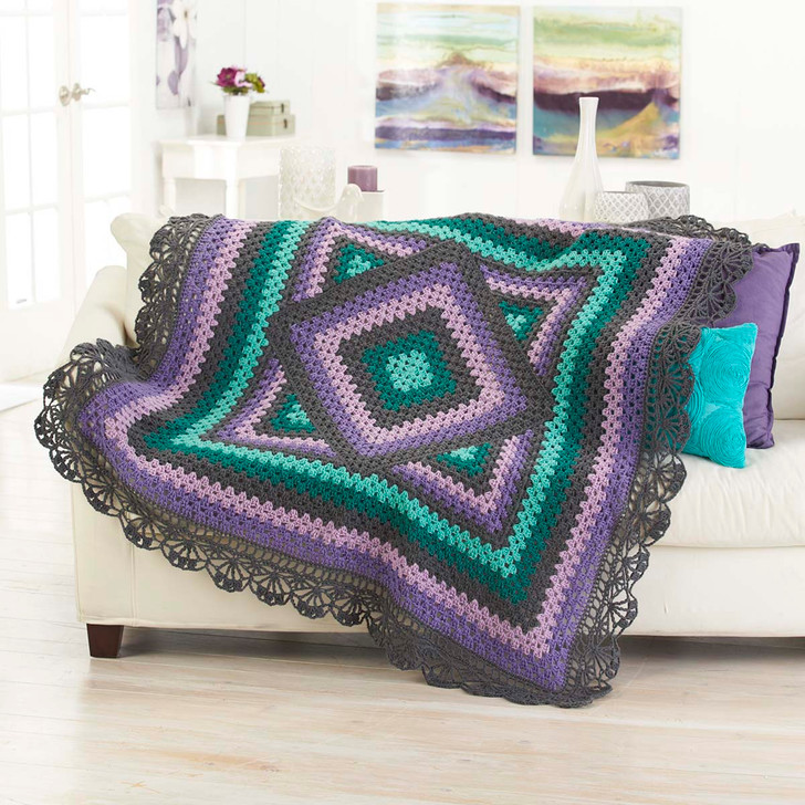 Herrschners Lace-Edged Granny Square Throw Crochet Kit