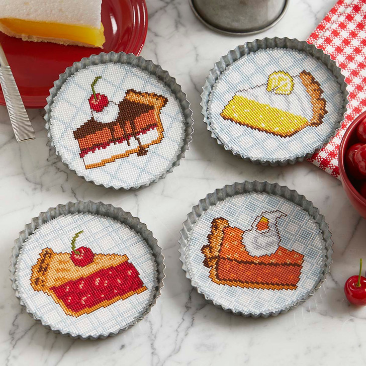 Herrschners Sweet As Pie Coasters Counted Cross-Stitch Kit