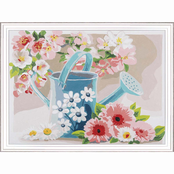 LanArte Watering Can with Flowers Kit & Frame Paint by Number Kit