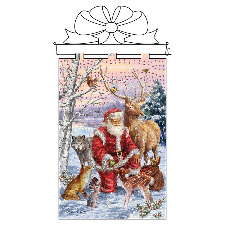 Design Works Santa in Forest Banner Felt & Sequin Kit