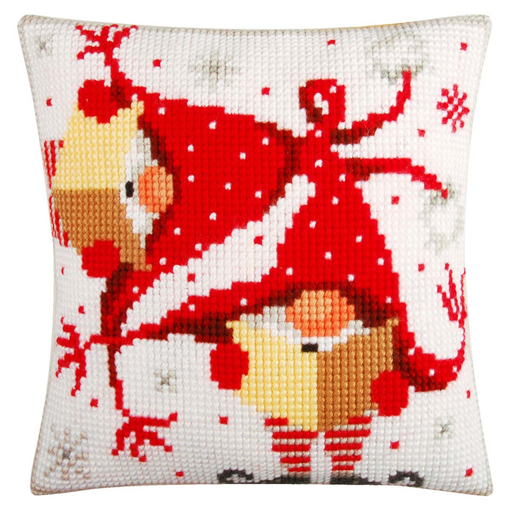Vervaco Christmas Gnomes II Pillow Needlepoint Kit