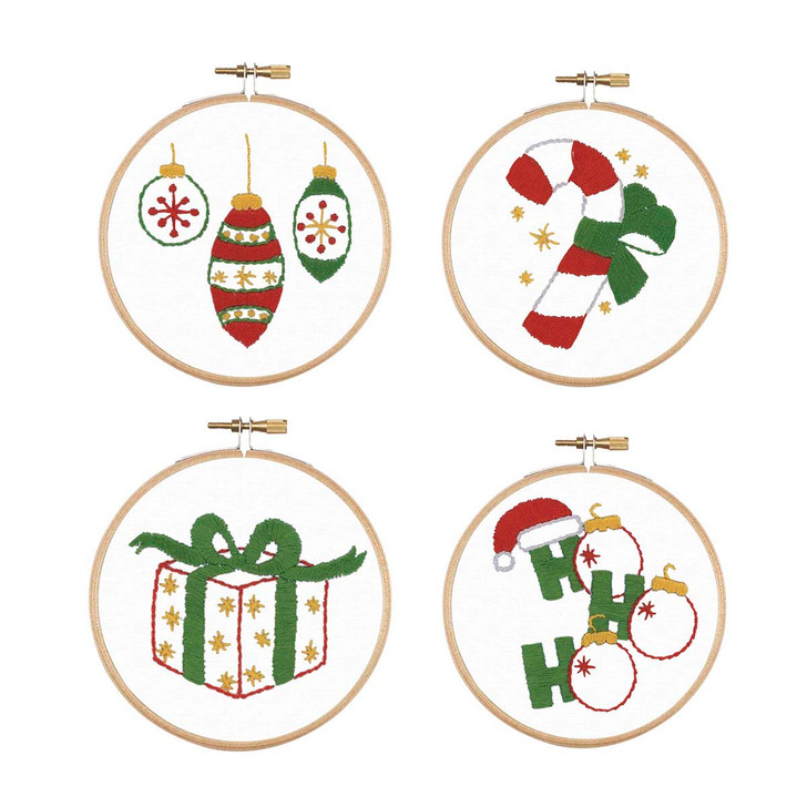 Herrschners Merry Fun Ornaments Hoop Stamped Embroidery Kit